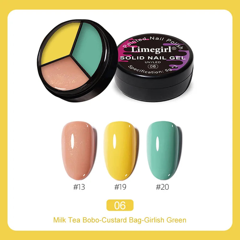 LIMEGIRL Solid Nail Art Gel Polish 15g 3 Colors Cream Soft Gel Polish for Nail Art Beginner DIY Design  Home/Salon Manicure Gift Lootquake LLC