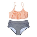 Pink Stripe High Waisted Bikini Set THRIXINE
