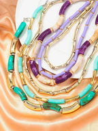3 pieces/set Bohemian Acrylic Bamboo Beads Choker Necklace Set for Women Chunky Tube Necklaces 2024 Accessories Jewelry