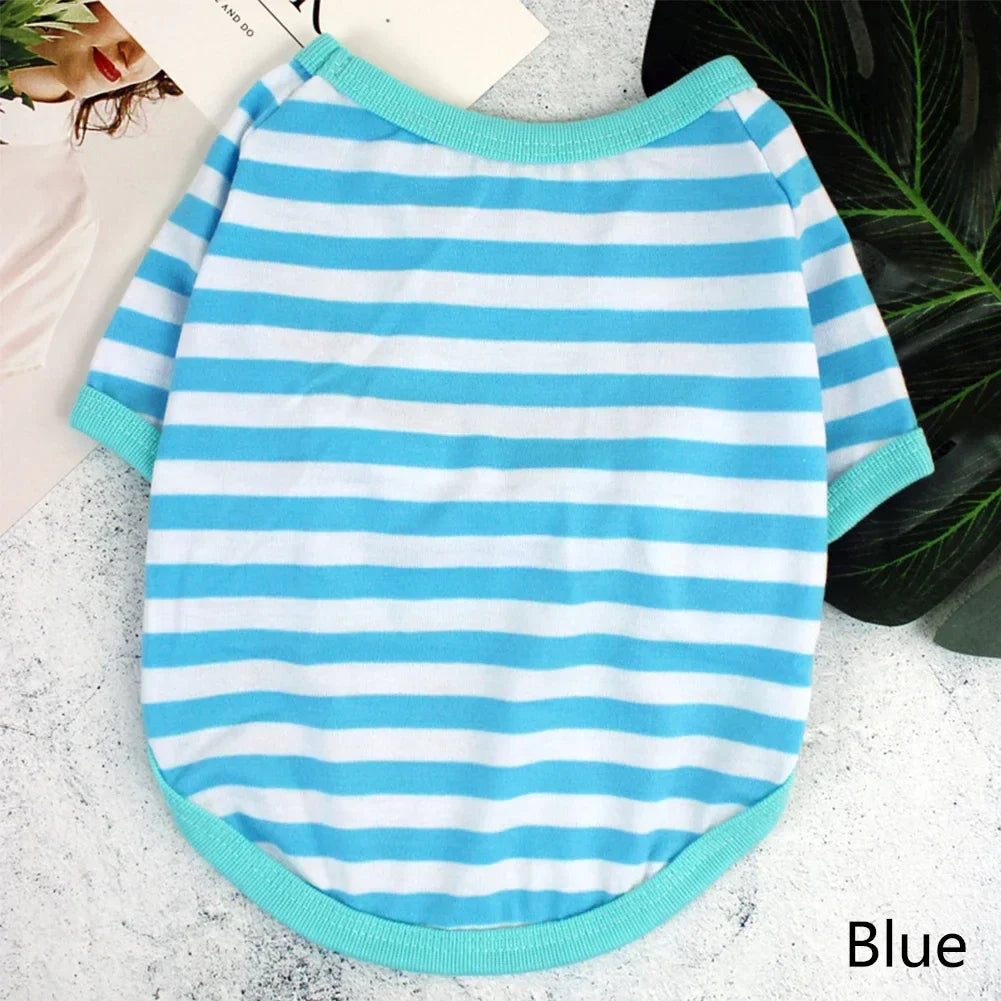 Stripe Spring Dog T-shirt Soft Small Medium Dog Puppy Clothing Shirt Vest Printed Pet Dog Puppy Vest T-shirt Dog Cloth Pi-Mart