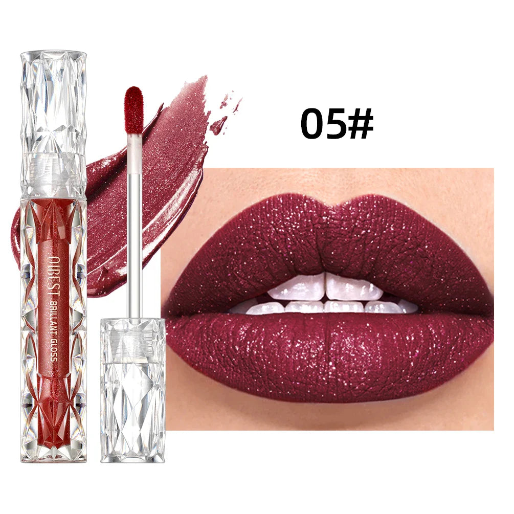 QIBEST Waterproof Diamond Shimmer Glitter Lipgloss Matte Liquid Lipstick Shiny Pearl Lip Glaze Long Lasting LipTint Women Makeup Lootquake LLC