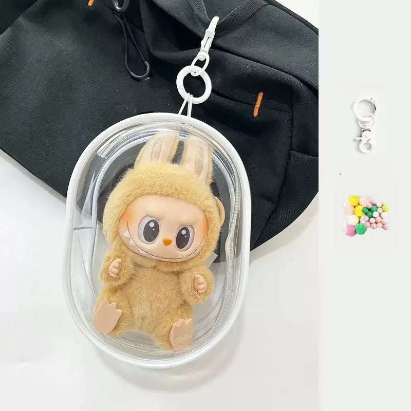 Labubu Protect Case 15cm Labubu Sitting Party Cotton Doll Shoulder Pain Bag PVC Storage Bag Labubu Walk Bag Dustproof Lootquake LLC