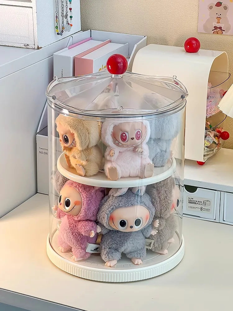 Labubu Rotating Display Box, Transparent Acrylic, Plush Doll Hand-Made Dust-Proof Labubu Pendant Storage Box. Lootquake LLC