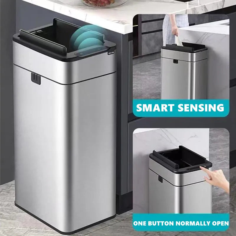 Smart Trash Can 20 liters Large Capacity Wastebasket Stainless Steel Kitchen Garbage Bin 15 liters Automatic Sensor Trash Bin Lootquake LLC