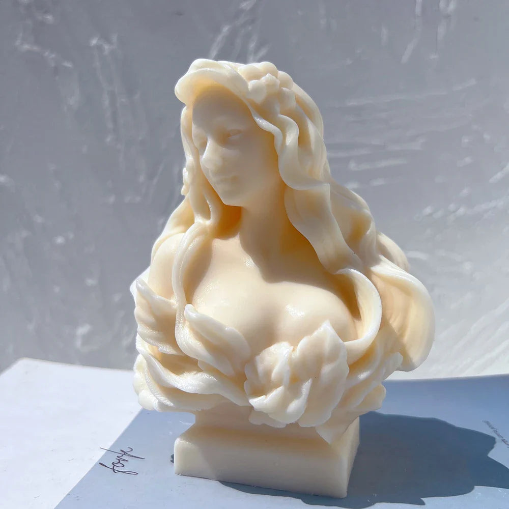 Beautiful Lady Statue Candle Mold Goddess Female Bust Silicone Molds Greek Art Woman Sculpture Soy Wax Tool Lootquake LLC