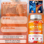 Vitamin D3 K2 + Vitamin B12 Gummies - Strengthen Bones, Promote Brain and Cardiovascular Health, Relieve Joint Pain