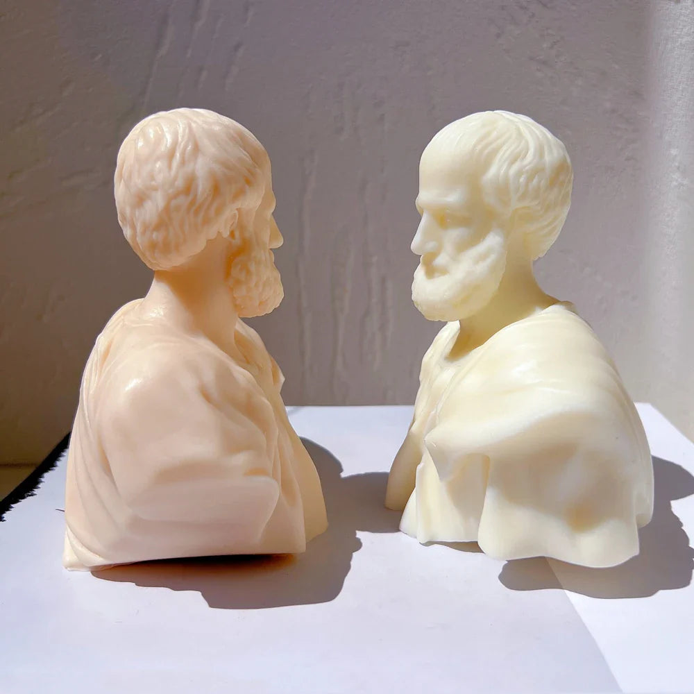 Aristotle Statue Candle Mold Greek Philosopher Bust Silicone Molds Greek Art Man Sculpture Wax Tool Tabletop Ornament Lootquake LLC