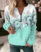Women's Hoodies Women Fashion Floral Hoodies Flower Painting Sweatshirt Zip Up Hoodie Oversized Sudaderas Harajuku Coats Elegant Lootquake LLC