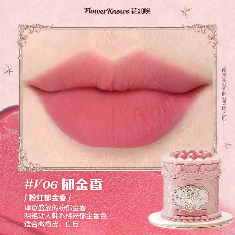Flower Knows Strawberry Rococo Series Cloud Lip Cream Lip Gloss Long Lasting Velvet Lip Tint Lipstick for Women Cosmetic Lootquake LLC