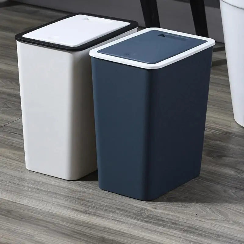 Trash Bin With Lid Rubbish Dustbin Recycling Bin With Press Top Slim Modern 13L For ome Kitchen Bathroom Bedroom Living Room Lootquake LLC
