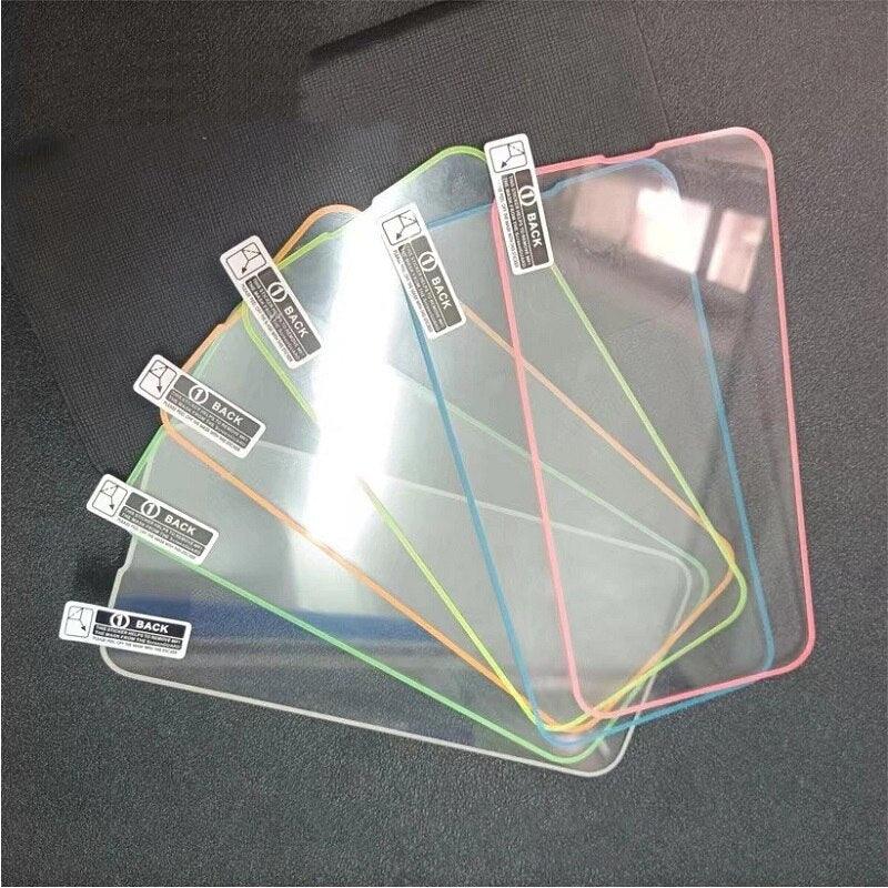 2Pcs Luminous Protective Glass For iPhone 14 13 12 11 Pro Max X XR XS Screen Protector For 7 8 6 Plus SE3 Glowing Tempered Glass  Luminous Glowing Tempered Glass Screen Protector for iPhone Stevvex