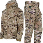 Camo Winter Tactical Sets Men Shark Skin Soft Shell Hooded Jacket+Multi-pocket Straight Cargo Pant 2Pcs Suits Waterproof Set Lootquake LLC