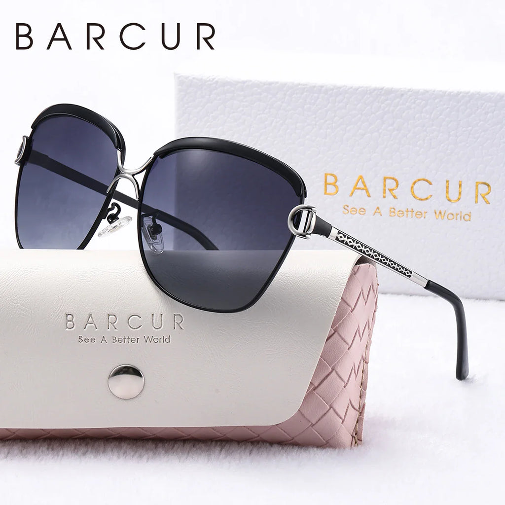 BARCUR Sunglasses Women’s Fashion Polarized Metal Frame Sunglasses UV400 Protection Multi-Color Options Trendy Square Sunglasses with Exquisite White Gift Box for Summer Parties Travel & Outdoor Events Stevvex