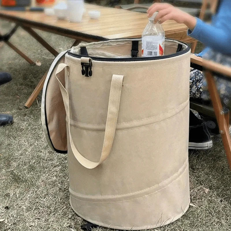 Outdoor Portable Foldable Trash Can with Lid Camping Picnic Garbage Bin Waste Storage Basket Yard Garden Garbage Bag Leaf Bag