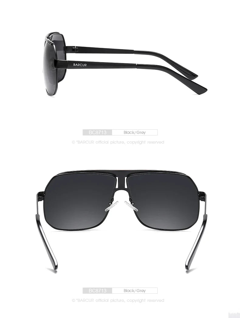 BARCUR Polarized Sunglasses for Men – Trendy UV400 Gradient Lens Oval Comfortable Frame Sports Driving Hiking Fishing Outdoor Fashion Eyewear with Durable Stainless Steel Frame – Casual Apparel Accessory Gift for Him Stevvex