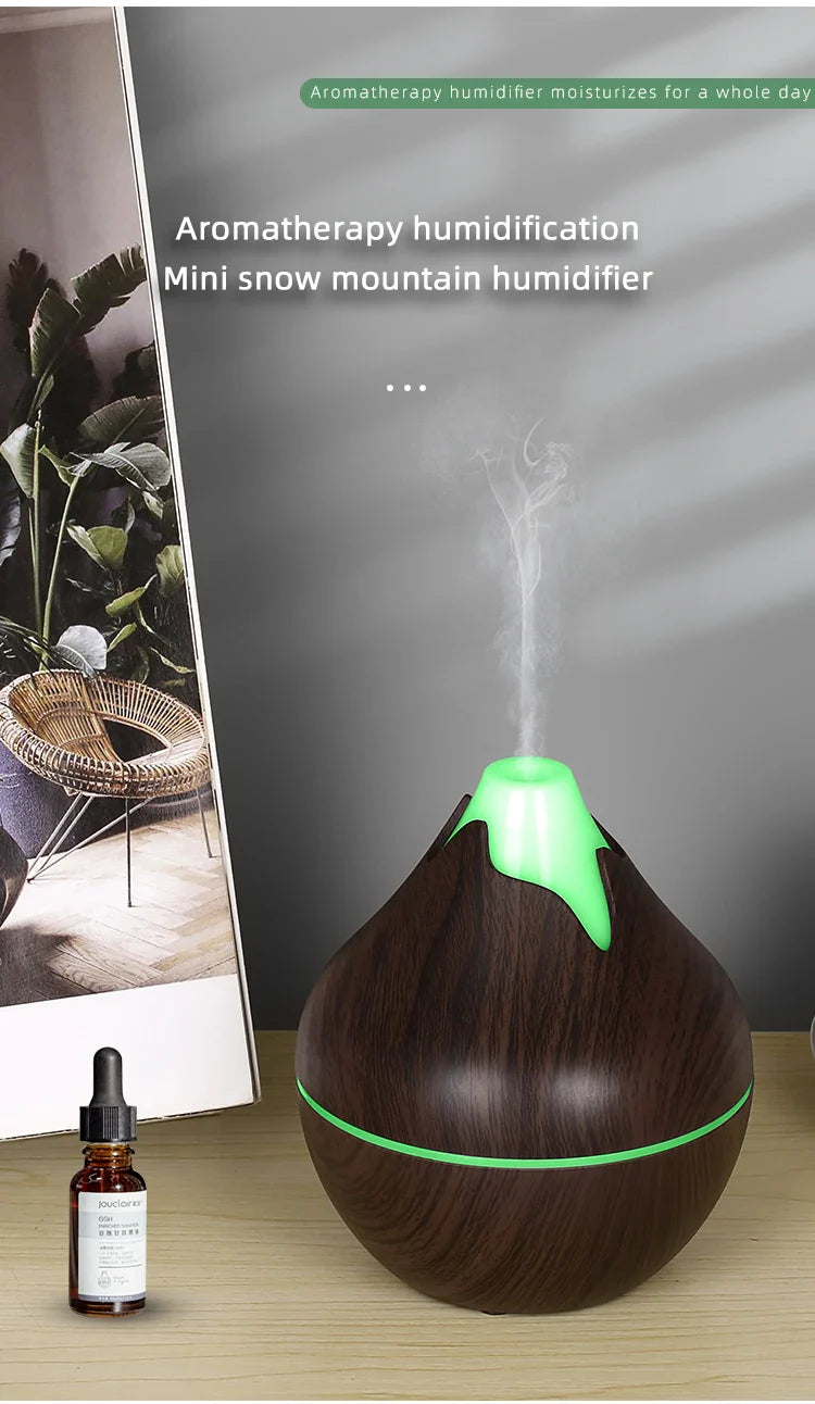 350ML USB aroma oil diffuser wood electric humidifier ultrasonic air humidifier mini aromatherapy LED light mist maker for home Lootquake LLC