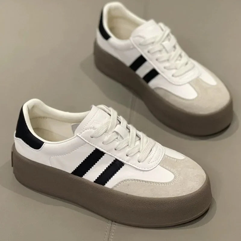Sports shoes thick sole casual board shoes women 2024 new cowhide everything soft sole inside increase de training shoes Lootquake LLC