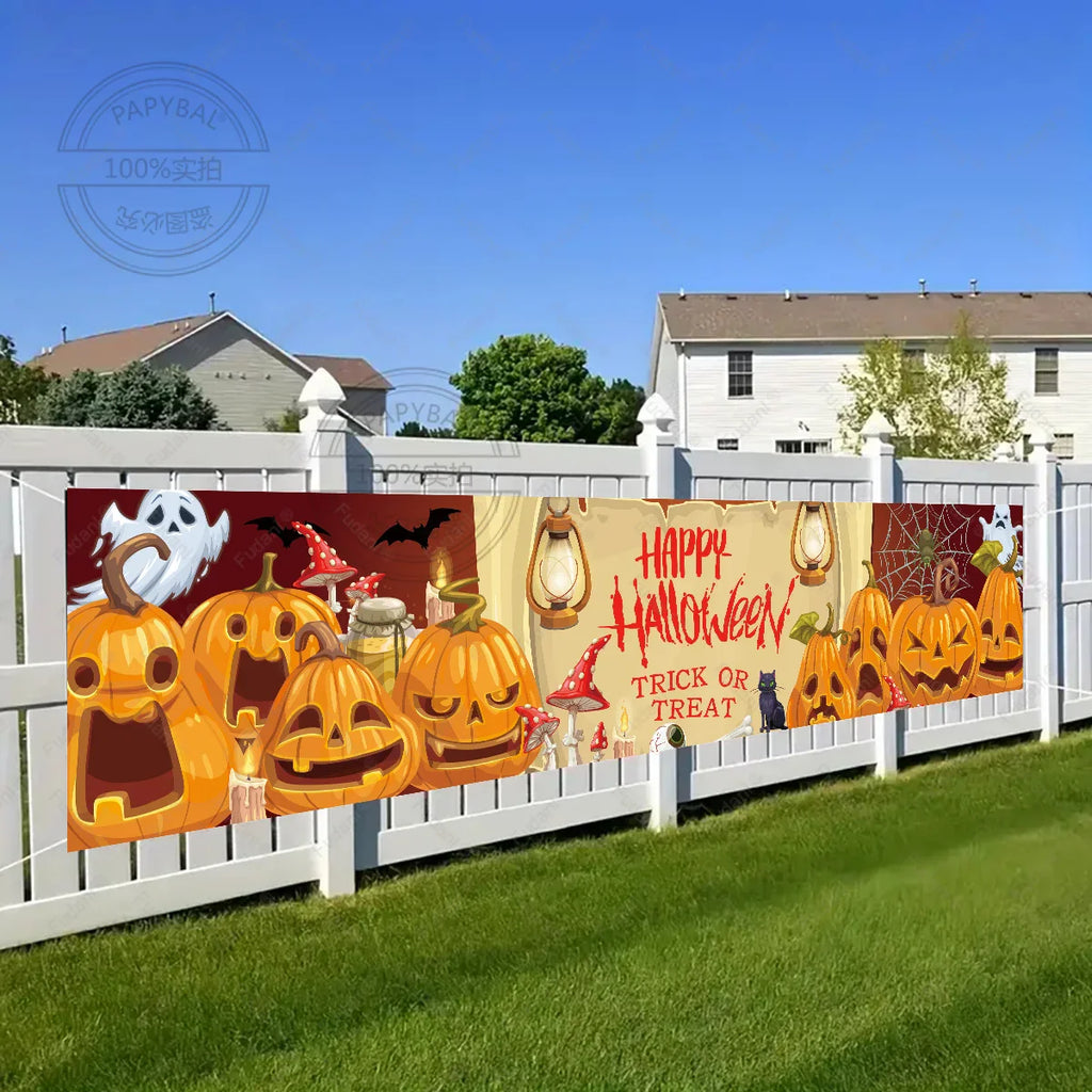 Halloween Theme Party 1.8m Banner Pumpkin Bloodstains Happy Halloween Outdoors Indoor Yard Hanging Decor Supplies Lootquake LLC