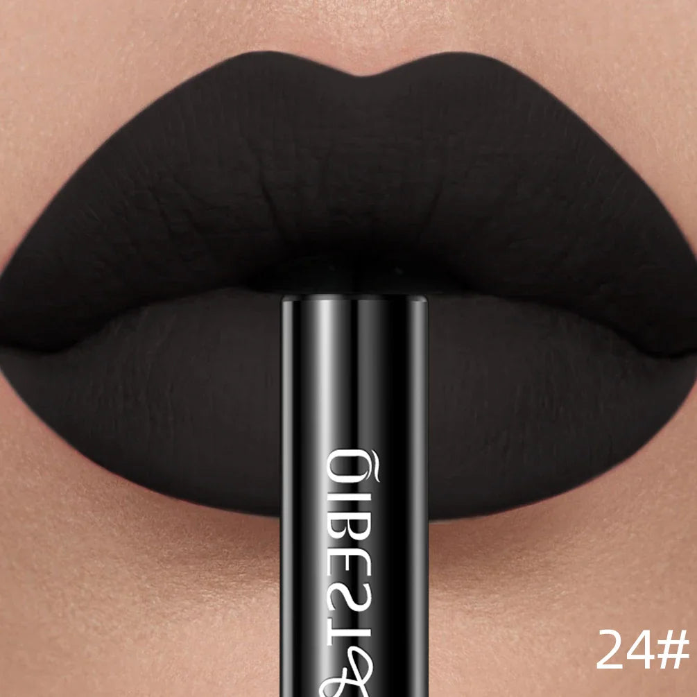 QIBEST Matte Liquid Lipstick Waterproof Long Lasting Velvet Lip Gloss Tint Tube Matte Nude Pigment Red Lipgloss Lips Makeup