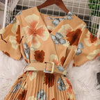 Women Dress Fashion Vintage Ins Bandage Slim Waist A-line Long Dress Vacation Beach Summer Outfits Lady Robe Femme Lootquake LLC
