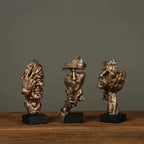 New Creative Abstract Silence Is Gold Abstract Figurine Resin Hand Face Men Statue Sculpture Home Office Living Room Desk Decor Lootquake LLC