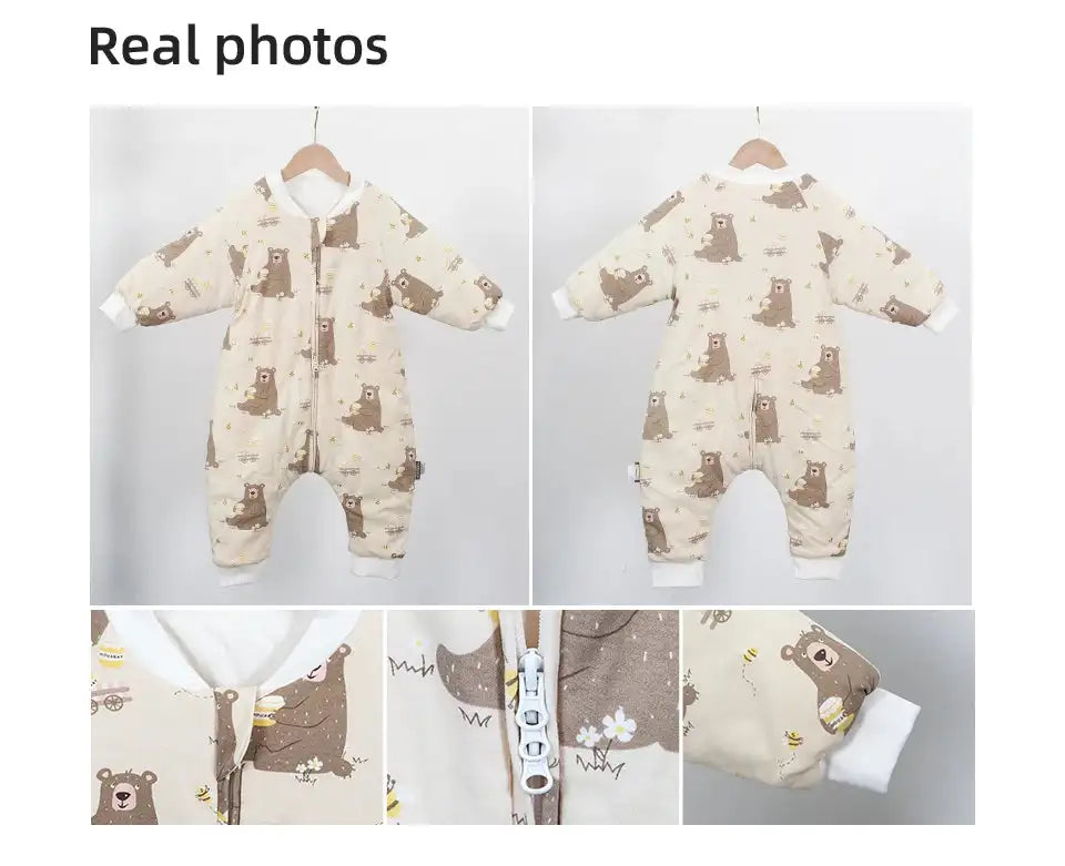 Baby Sleeping Bag Cute Flowers Print Toddler Sleepwear Walk Play Pajamas 2.5Tog Thick Winter Keep Warm Sleepsack 1-4 Years