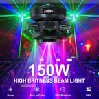 Yiflamefly 150W Moving Head DJ Lights 6 Arms Party Lights RGBW 4IN1 LED Stage Lighs DMX512 For Wedding Party Disco KTV Wedding Lootquake LLC