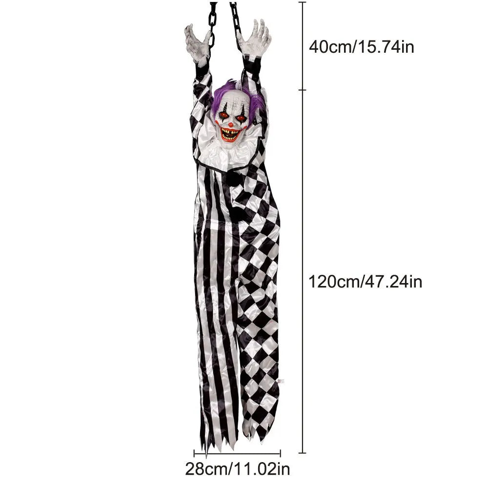 Halloween New Arrival Sound Activated Glowing Talking Hanging Ghost Scary Decor with Clown for Haunted House Party Prop Decor Lootquake LLC