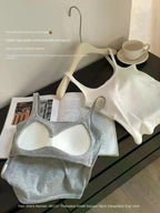 Solid All-Match Invisible Integrated Chest Pad Cami 2024 Spring New Korean Women clothes Short Sleeveless Top