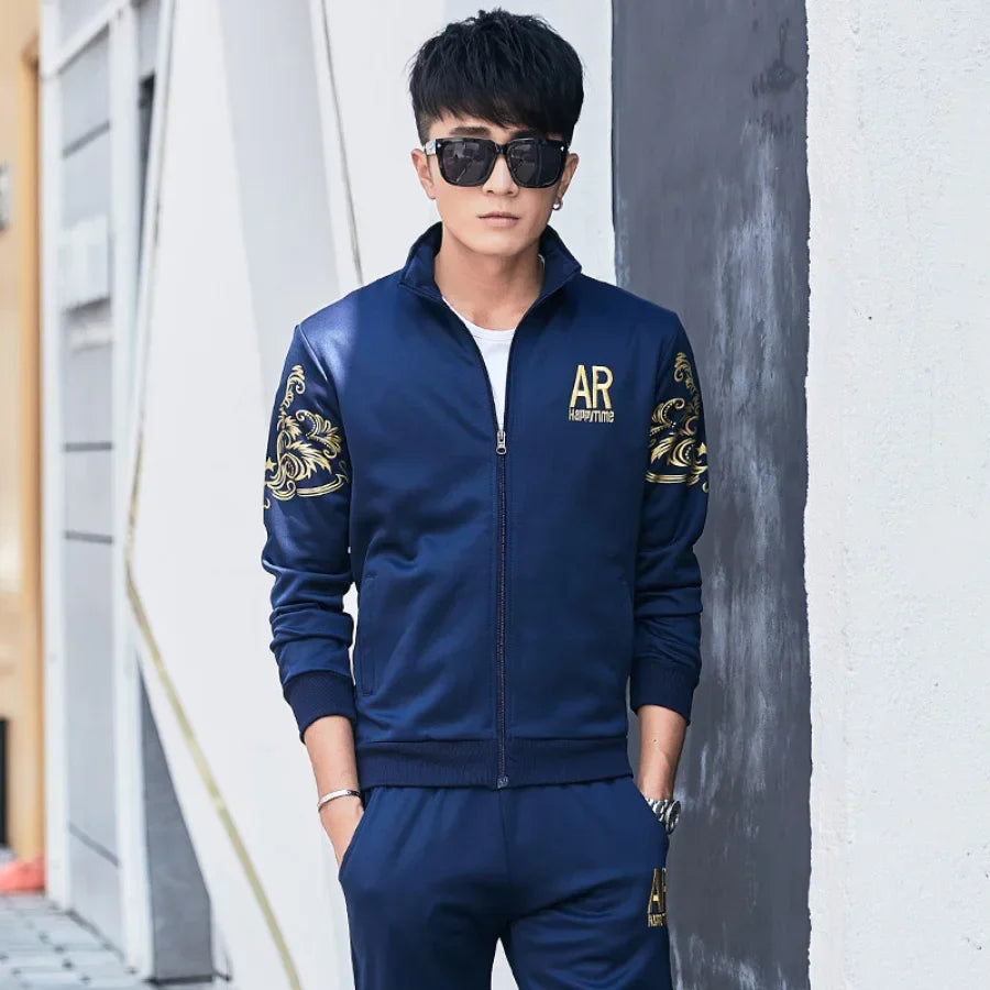5XL 6XL Men's Plus Size Autumn Tracksuit Set THRIXINE