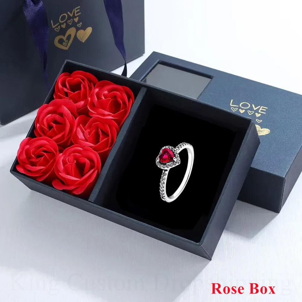 New Colored Crystal 925 Sterling Silver Ring Exquisite Women Shiny Heart Series Simple Ring Valentine's Day Gift for Lovers Lootquake LLC