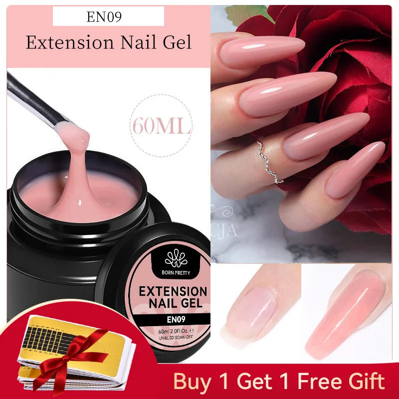 BORN PRETTY 60/30ml Hard Jelly Extension Nail Gel Polish French Nails Nude Pink White Clear Nail Supplies Gel for extension Lootquake LLC