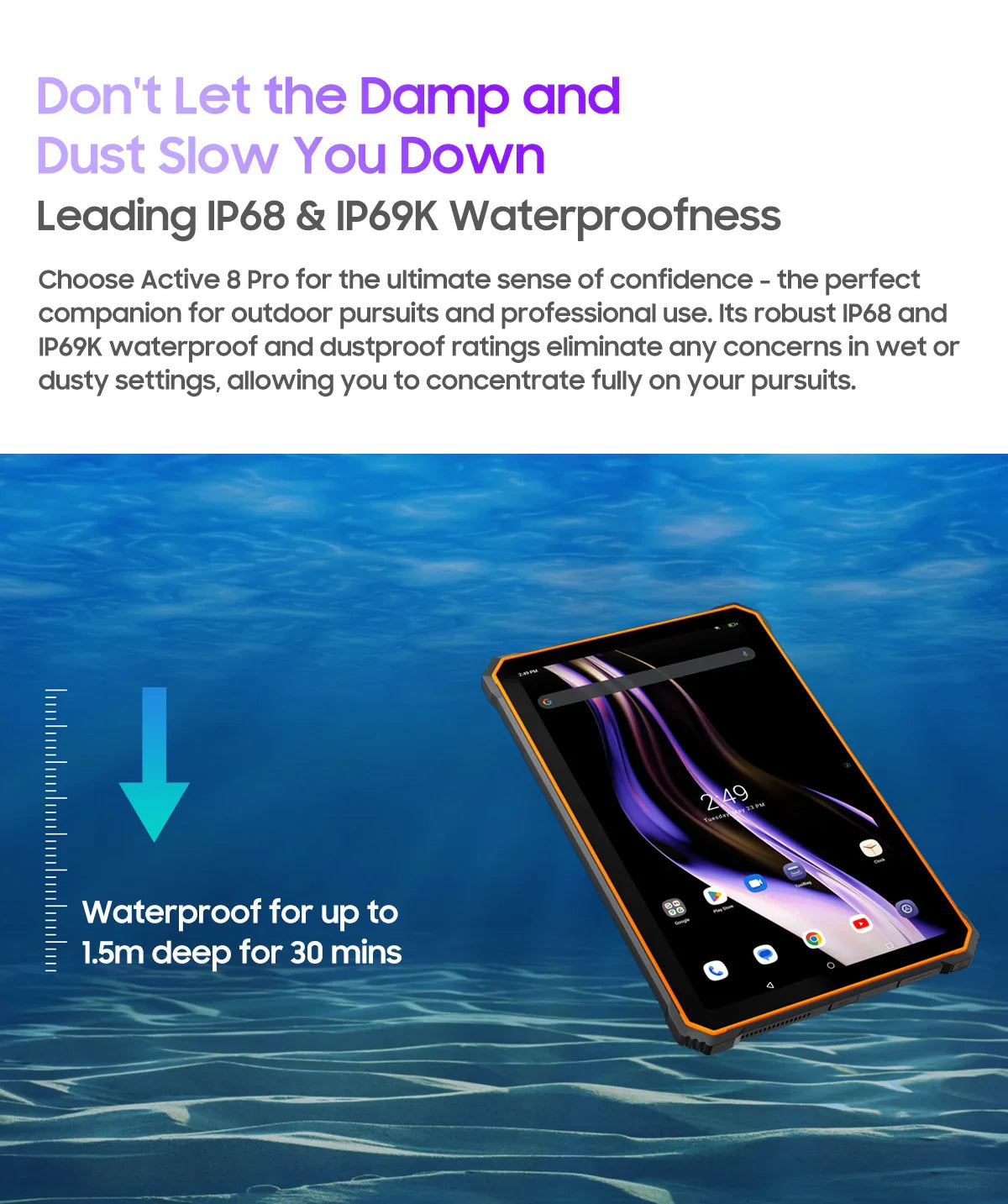 Blackview Active 8 Pro 16GB 256GB Tablet PC 22000mAh Battery Android 13 10.36" inch 2.4K Display 16MP+ 48MP Camera Rugged Tablet Lootquake LLC