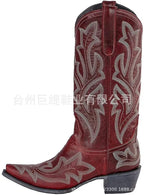 Embroidery Cowboy Boots For Women Knee High Med Calf Vintage Western Cowgirl Boots Women Heeled Casual Shoes Autumn Block Heel Lootquake LLC