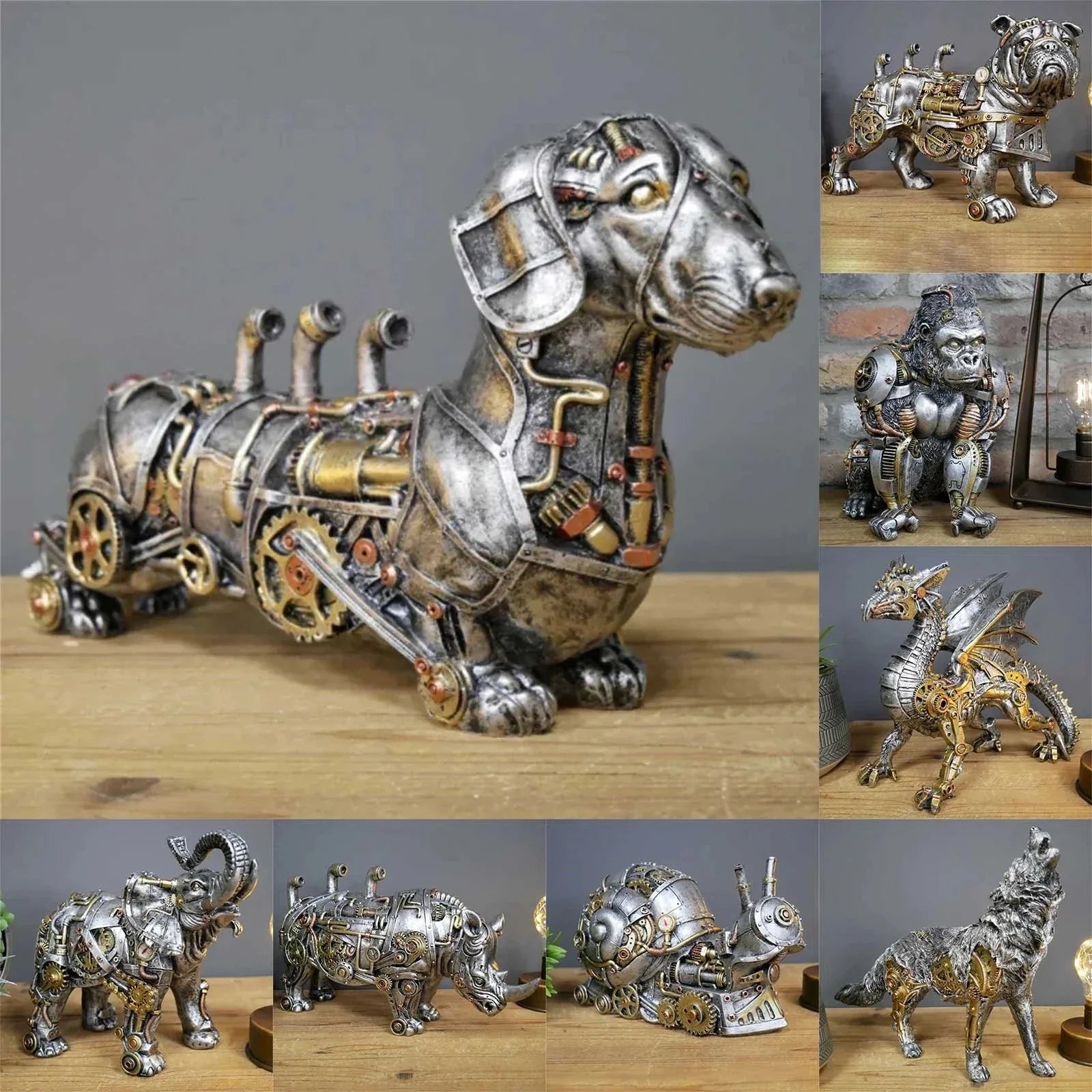 Steampunks Style Animal Sculpture Mechanical Animal Ornament Decoration Heavy Industry Decoration Resin Mechanical Decoration Lootquake LLC