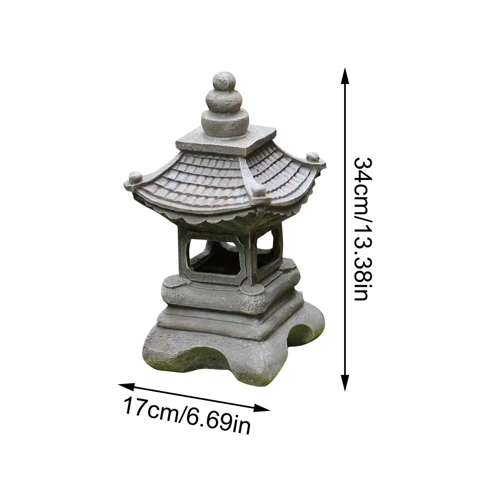 Pagoda Statues Outdoor Solar Powered Statue Japanese Garden Decor Outdoor Zen Garden Lantern Flickering LED Garden Light