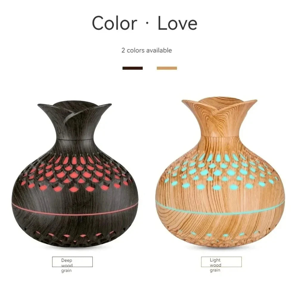 USB Hollow Wood Grain Humidifier Aroma Diffuser Atomizer Household Humidifier Hydrating Instrument Desktop Humidifier Lootquake LLC