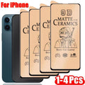 4pcs Soft Matte Ceramic Film Screen Protector for iPhone 14 13 12 Pro Max 11 XR XS X 8 7 plus SE20 Anti-broken Not Glass Film  Matte Finish Tempered Glass Screen Protector for iPhone Stevvex