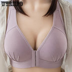 WTEMPO Plus Size Thin Non-steel Ring Front Buckle Cotton Bra Gathered Comfortable Underwear Soft Collection lingerie