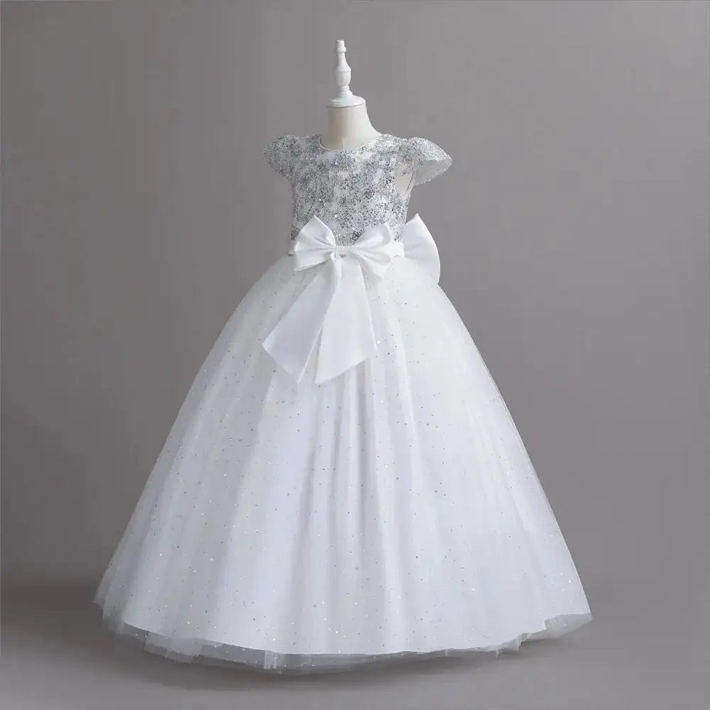 New Christmas Party Princess long dress children's dress children's gauze lace birthday party dinner ball big butterfly dress