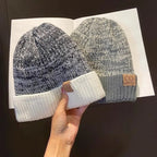 New Unisex Two-Tone Winter Hats for Men and Women - Stylish Fleece-Lined Knit Hats for Casual Winter Wear