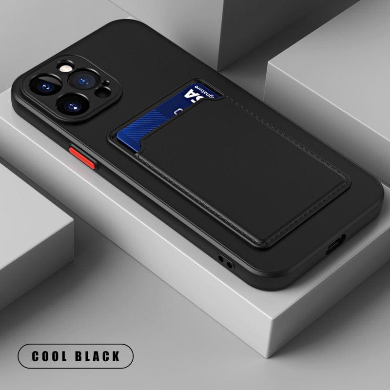White Soft Wallet Card Holder Phone Case For iPhone 11 12 13 Pro Max Camera Protective Case Wallet Holder Cover Soft Portable Silicone Back Cover Durable Phone Case Stevvex