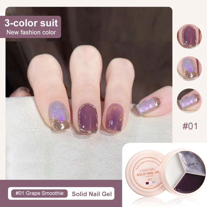 LIMEGIRL Solid Nail Art Gel Polish 15g 3 Colors Cream Soft Gel Polish for Nail Art Beginner DIY Design  Home/Salon Manicure Gift Lootquake LLC