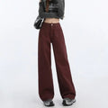 FINEWORDS Retro Angela Red Winter Jeans Women Thicken Cashmere High Waist Baggy Jeans Streetwear Casual Wide Leg Denim Pants Lootquake LLC