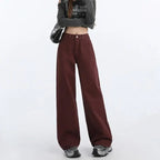 FINEWORDS Retro Angela Red Winter Jeans Women Thicken Cashmere High Waist Baggy Jeans Streetwear Casual Wide Leg Denim Pants Lootquake LLC