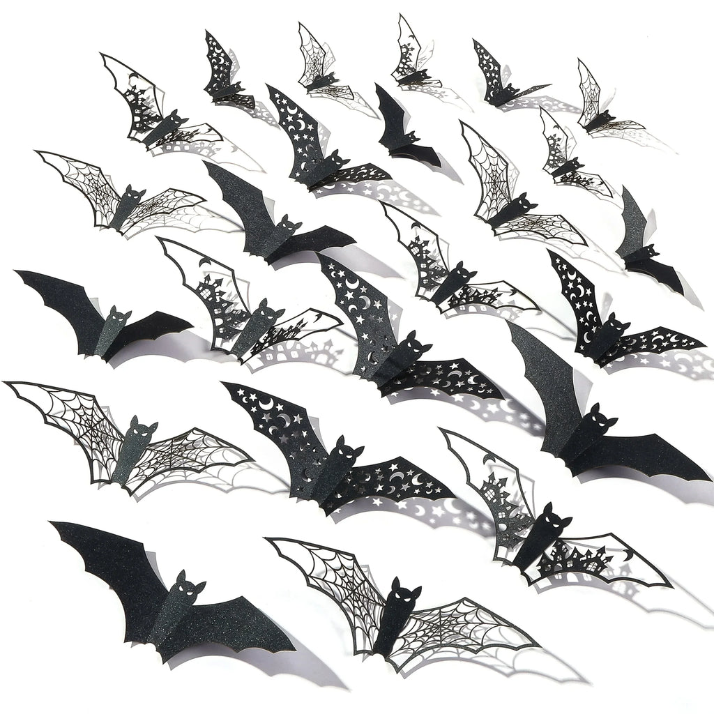 Halloween Bat Decorations for Doorways, Hollow Bat Wall Decorations, 3D Non-adhesive Paper Bat Wall Stickers wall decoration