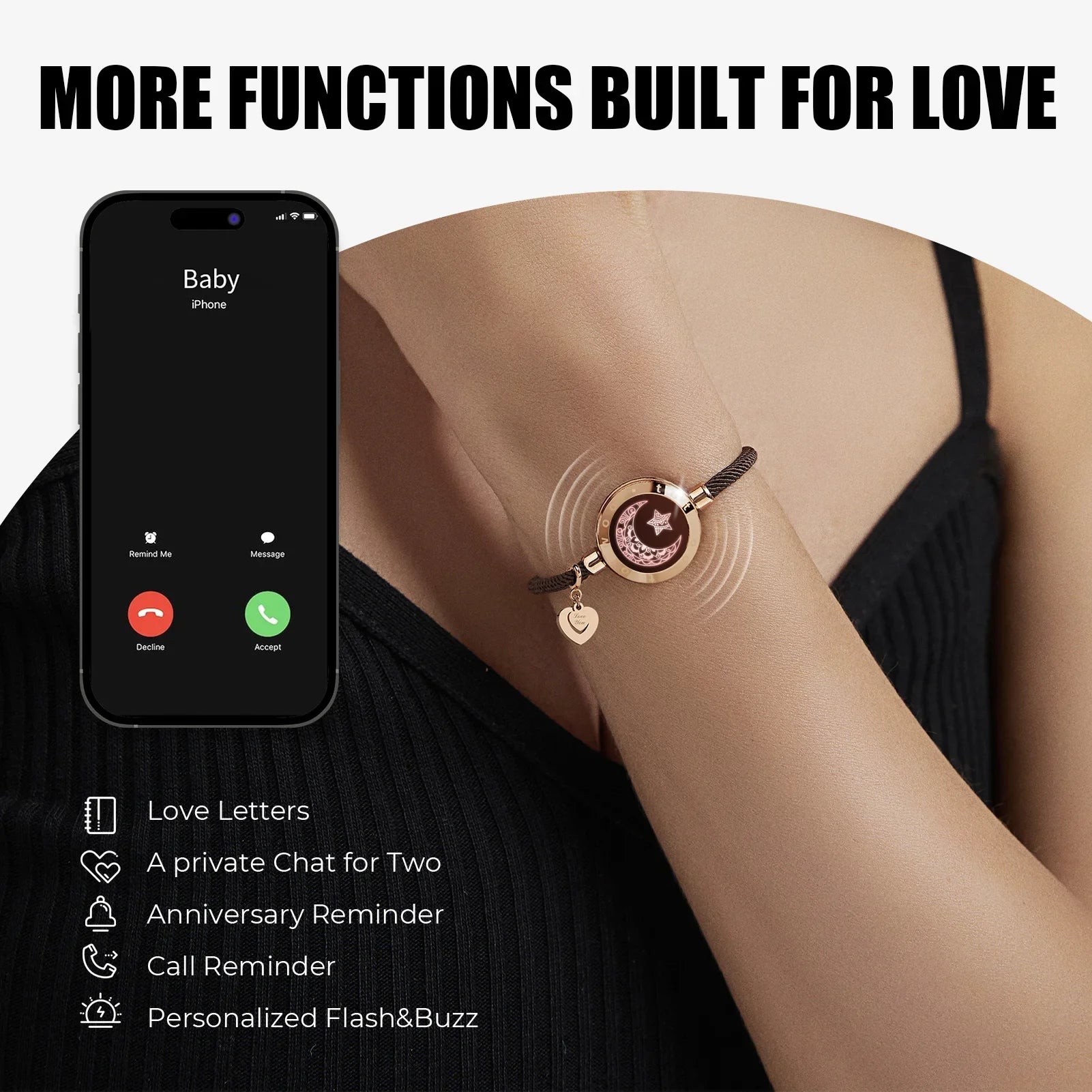TOTWOO Touch Single Bracelet - Long Distance Touch Bracelet Light up and Vibration Relationship Love Baracelet Smart Jewelry Lootquake LLC