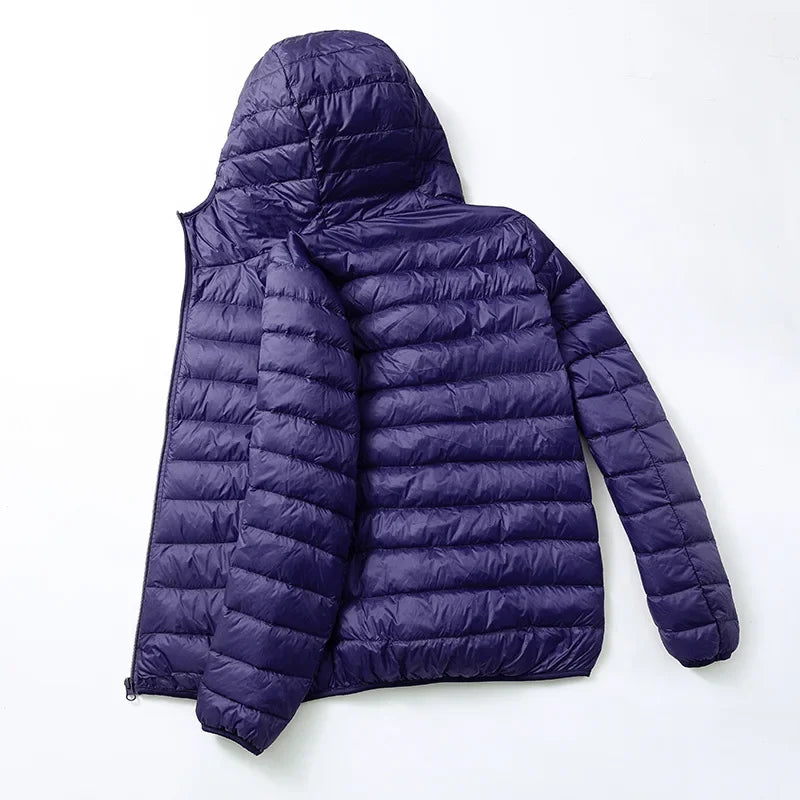 Lightweight Down Cotton Coat Men's Winter Cropped Jacket Stand Collar Hooded Outerwear