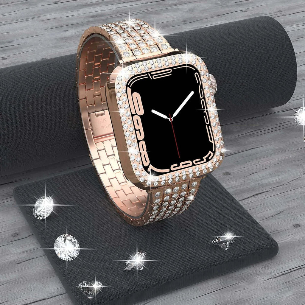 Apple Watch Bedazzled Stainless Steel Strap - Elegant Design - SJB-DIAMOND ELITES