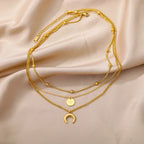316L Stainless Steel Multilayer Heart Necklace For Women Girls Goth Gold Color Clavicle Chain Charm Choker Jewelry Birthday Gift
